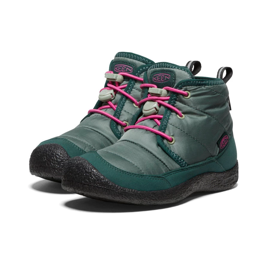 Keen Little Kids' Howser II Waterproof Chukka | Dark Forest/Fuchsia Purple - Image 2