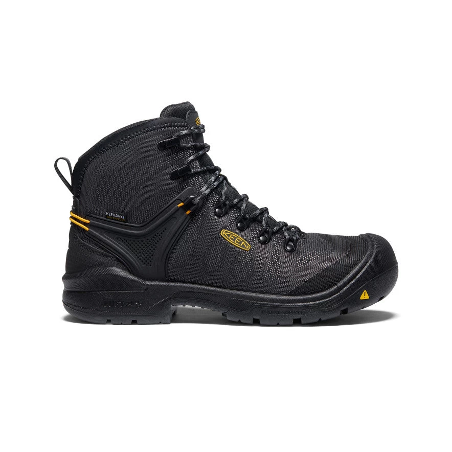 Keen Men's Dearborn 6" Waterproof Boot (Carbon-Fiber Toe) | Black/Steel Grey