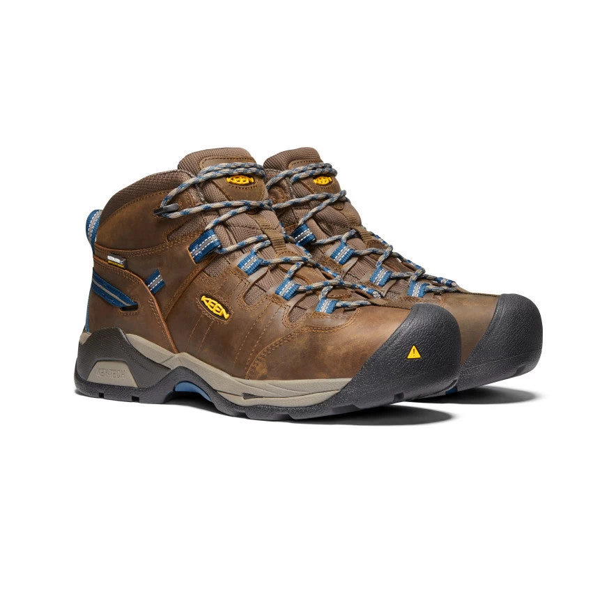 Keen Men's Detroit XT Waterproof Boot (Steel Toe) | Cascade Brown/Orion Blue - Image 2